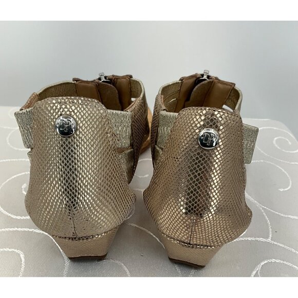 Donald J Pliner Gold Snake Print Leather Cork Wedge Sandals 6M Dori - Picture 5 of 9